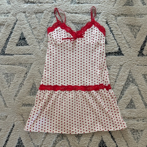 frankies red polka dot dress Frankie's Bikinis Red Polka Dot Satin Mini Dress by Frankie's Bikinis